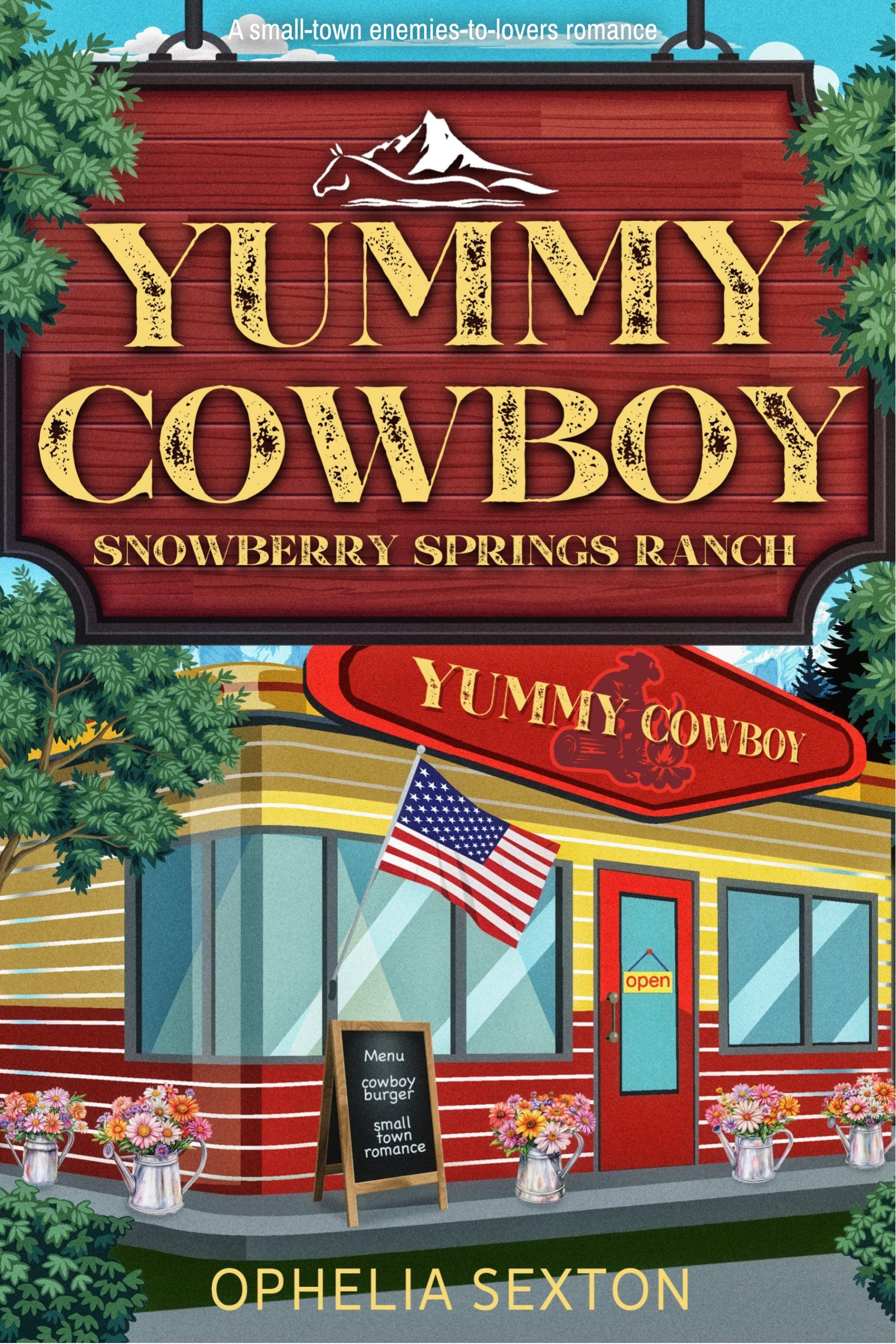 Ophelia sexton - Yummy Cowboy - illustrated with subtitle Cover art for Yummy Cowboy book-cover